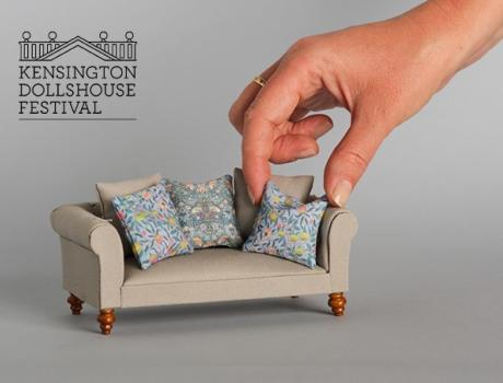 Miniature Chesterfield sofa with cushions